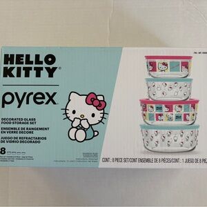 Hello Kitty Pyrex Decorated Glass Food Storage Set, 8-Piece